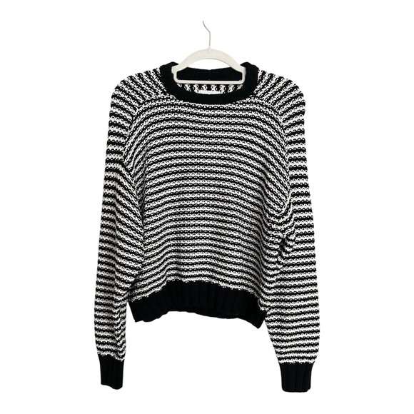NWT $158 Evereve Pistola Adina Black White Stripe Knit Cotton Sweater Sz SMALL - Picture 16 of 16